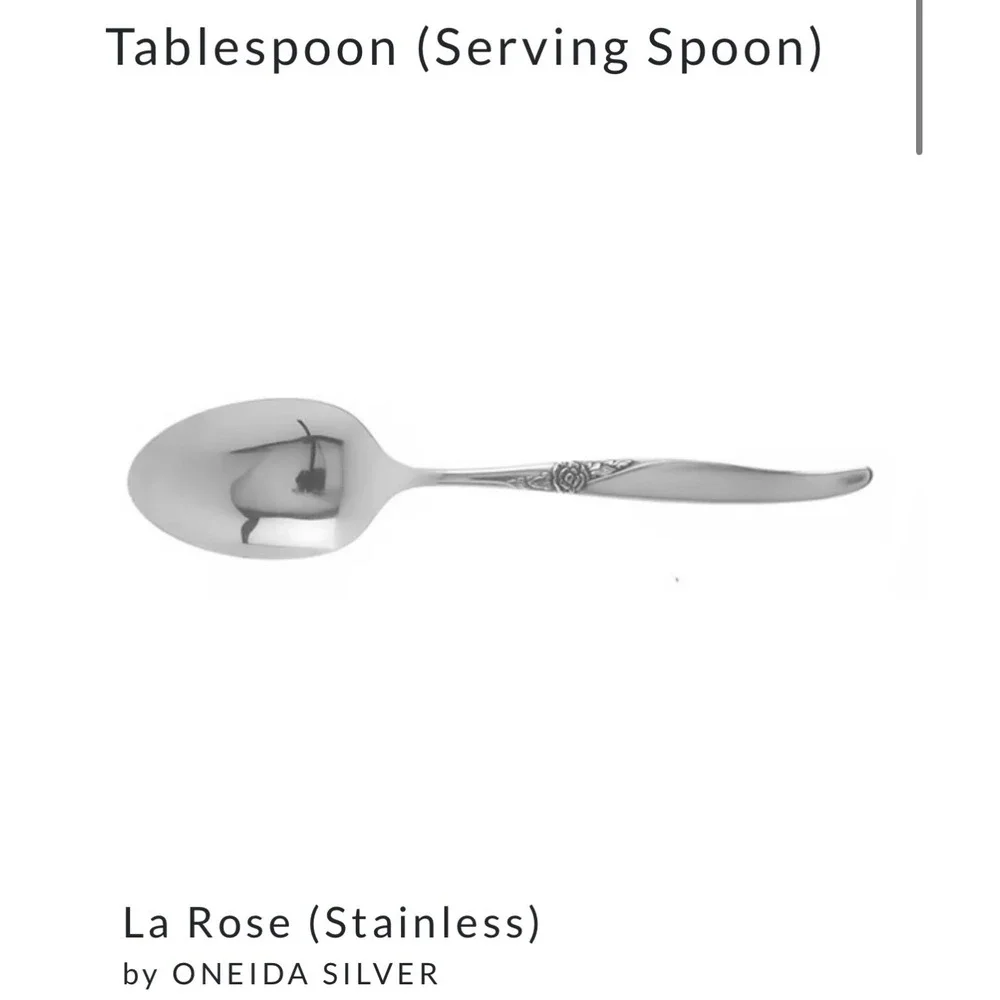 Oneida WM A Rogers La Rose Tablespoon Serving Spoon Stainless Steel Set of 2